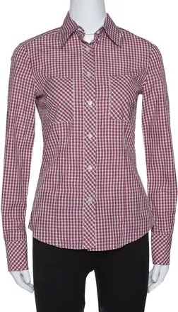 Carolina Herrera Red Checked Cotton Long Sleeve Shirt