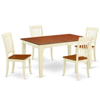 East West Furniture Dining Room Set Buttermilk & Cherry, NIDA5-BMK-W