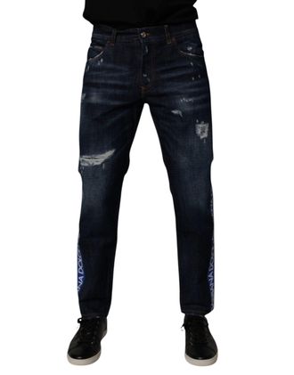 Dolce & Gabbana Mens Jeans With Side Logo - Navy Cotton - Size EU 48 (Mens)