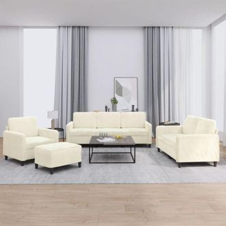 vidaXL Juego De Sof&aacute;s 4 Piezas Terciopelo Crema Vidaxl