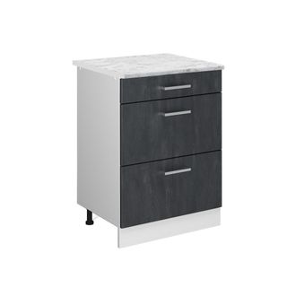Vicco Mueble Bajo De Cocina R-line, Hormig&oacute;n Negro, 60 Cm Et M&aacute;rmol