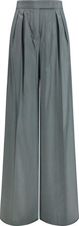 Max Mara Womens Pants Virgin Wool Dark Green Fleece (ovis Aries) Trousers