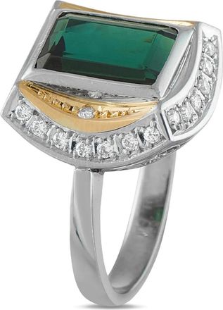 Luxury Bazaar 18kt geelgouden ring met diamant en toermalijn - Zilver