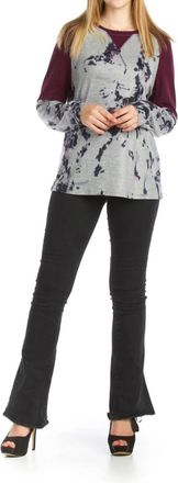 Papillon Stretchy Floral Sweater With Panels In Grey