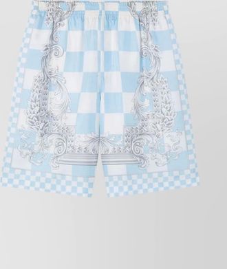 Versace silk checkerboard barocco print mid-rise bermuda shorts