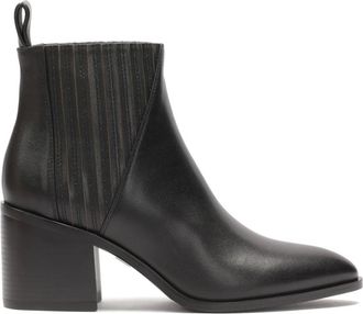 Kazar Laarzen met brede hak en knoopsluiting - Dames - Laarzen met Hak - Zwart - 40 EU - Leer - Schoenen
