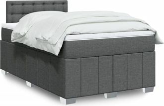 vidaXL Cama Box Spring Con Colch&oacute;n Tela Gris Oscuro 120x190 Cm Vidaxl