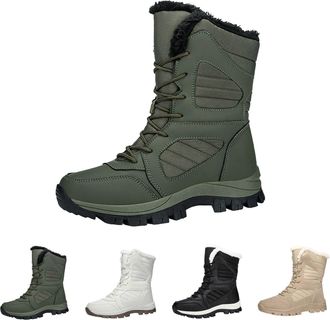 Generic Women Mid-Calf Boots Winter Thickened Warm High Top Shoes Ladies Lace-Up with Fur Lined Wear-Resistant Non Slip Outdoor Hiking Mountaineering Boots Gr