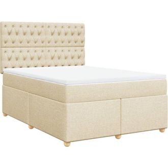 vidaXL Vidaxl - Cama Box Spring Con Colch&oacute;n Tela Color Crema 140x200 Cm