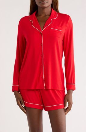 Nordstrom Moonlight Eco Long Sleeve Short Pajamas in Red Barbados Cherry at Nordstrom, Size X-Large