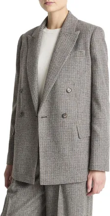 Vince Houndstooth Double Breasted Wool-Blend Blazer