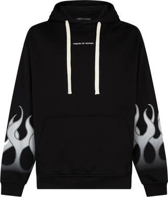 Vision Of Super Vlammen Lichtgewicht Hoodie Zwart/Wit - Heren - Hoodies - Zwart - M - Katoen - Hoodies & sweatvesten
