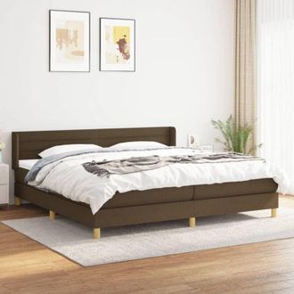 vidaXL Vidaxl - Cama Box Spring Con Colch&oacute;n Tela Marr&oacute;n Oscuro 200x200 Cm