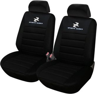 Woltu 2x Fundas De Asiento Para Coche Universal Delantero Cubierta Para Asiento Autom&oacute;vil Sin Bolsa De Aire 100% Poli&eacute;ster(negro) - Woltu
