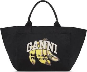 Ganni XXL Tote Bag - Dames - Shoppers - Zwart - ONE Size - Katoen - Tassen