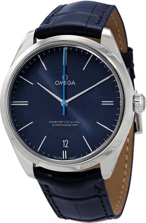 Omega De Ville Hand Wind Chronometer Blue Dial Mens Watch 432.13.40.21.03.001
