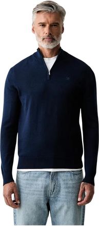 Hackett Quarter-Zip Katoenen Trui - Heren - Coltruien - Blauw - 2XL - Katoen - Truien & Vesten