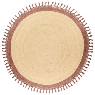 Beliani Beliani - Alfombra Boho R&uacute;stica Redonda 200 Cm De Yute Natural Trenzado A Mano Beige Y Marr&oacute;n Marts
