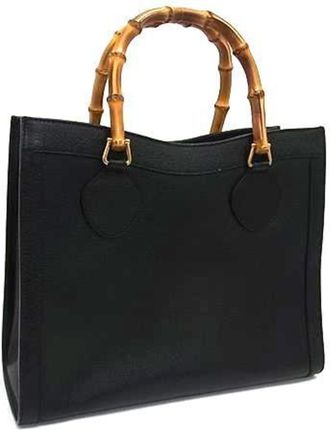 Gucci Black Leather Handbag Shoulder Bag Tote Bag (Pre-Owned)