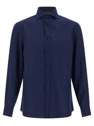 Brunello Cucinelli Blue Linen Shirt