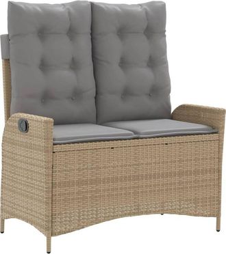 vidaXL Sill&oacute;n Reclinable De Jard&iacute;n Con Cojines Rat&aacute;n Sint&eacute;tico Beige Vidaxl