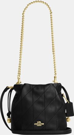 Coach Womens Faye Mini Drawstring Bag With Quilting - Black Leather - One Size