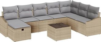 vidaXL Vidaxl - Set Divano Da Giardino 9 Pcs Beige 55 X 62 X 69 Cm Poly Rattan