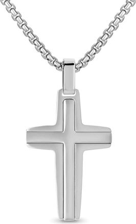 Edforce Mens Cross Pendant Necklace in Silver at Nordstrom Rack