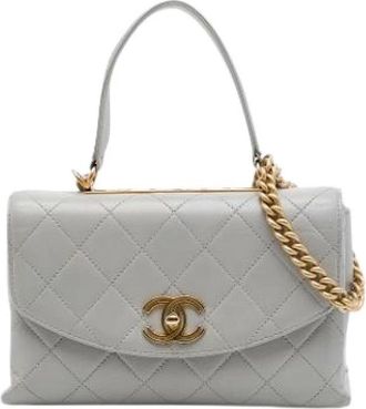 Chanel Pre-owned Quilted Satchel - Dames - Vintage Handtas - Grijs - ONE Size - Leer - Vintage