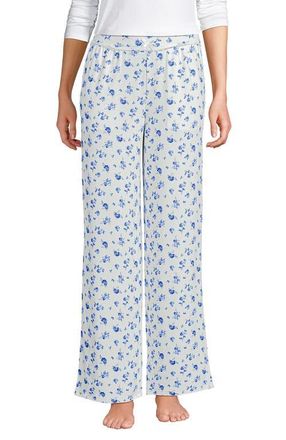 Lands End Pointelle Sleep Pants in Ivory/blue Dainty Floral at Nordstrom, Size Xx-Small