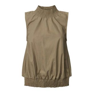 Rabens Saloner Sleeveless Tops, female, Green, XS, Army Poplin Top & T-Shirt