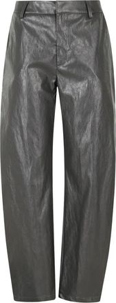 Federica Tosi Pantalone Balloon Pelle Metallo - Dames - Broeken - Grijs - XS - Katoen - Broeken