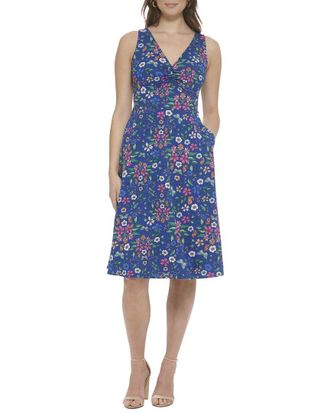 Kensie Printed Texture Woven Midi Dress