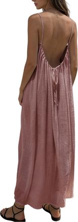 Generic Backless Cami Dress Summer Casual Sleeveless Backless Maxi Dress for Women Vacation Beach Boho Dresses 2026 Pink