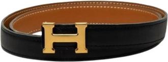 Herm&egrave;s Pre-owned H Buckle Belt - Dames - Vintage Accessoires - Zwart - ONE Size - Leer - Vintage
