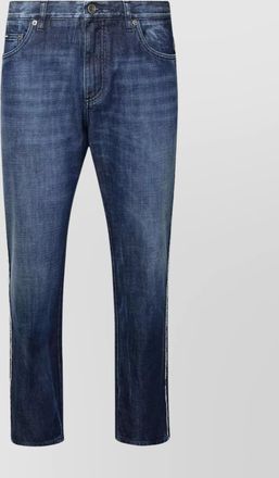 Dolce & Gabbana faded stitched cotton jeans with back pockets