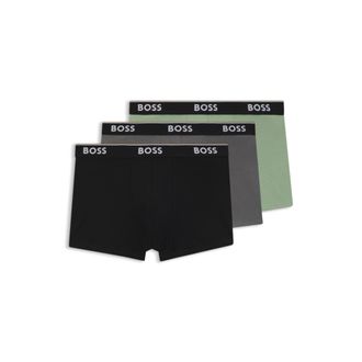 BOSS Three-pack of cotton trunks with logo waistband