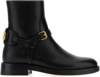 Valentino Garavani Black Leather Ankle Boots