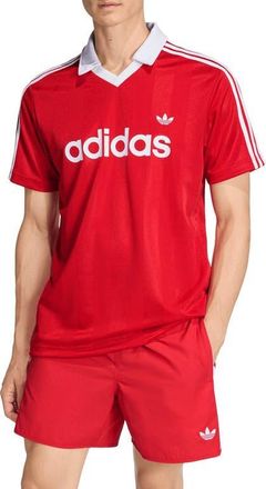 adidas Short Sleeve Stripe Soccer Jersey in Better Scarlet at Nordstrom, Size Xx-Large