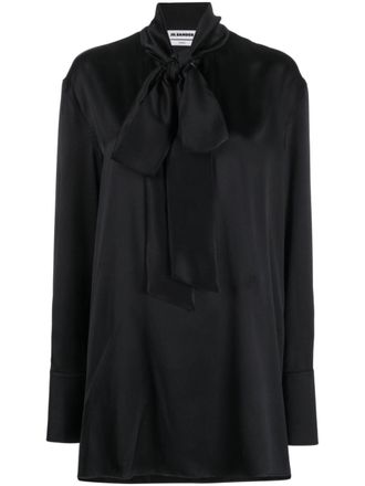 Jil Sander pussy bow silk-satin blouse - Black