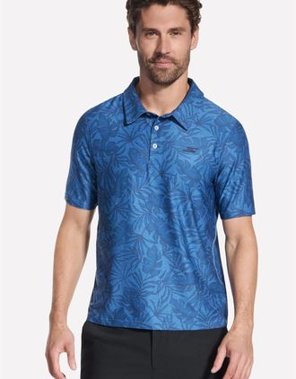 Skechers Mens Skechers GO DRI All Day Printed Polyester Mens White Polo Shirt - Size: 44