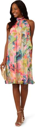 Adrianna Papell Womens Halter Sheath Dress - Pink - Size 6 UK