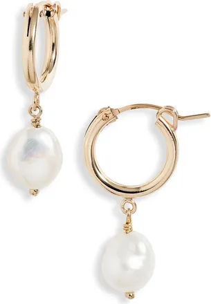 Set & Stones Adelle Keshi Pearl Hoop Earrings in Gold at Nordstrom