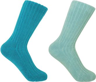 Peper Harow Ribbed Womens Bed Socks Bundle - Aqua & Blue