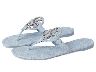 Tory Burch Miller Sandal Womens Shoes Blue Cloud : 10.5 M, Leather