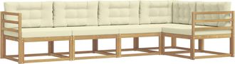 vidaXL Conjunto De Sof&aacute;s De Exterior 4 Uds. Blanco Y Crema Poli&eacute;ster Vidaxl