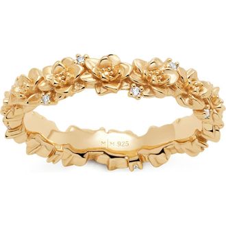 Made by Mary Cubic Zirconia Birthstone Flower Eternity Band Ring in Gold July at Nordstrom, Size 10