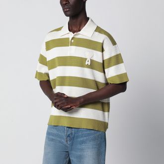 Ami Ami de Coeur striped cotton knit polo shirt