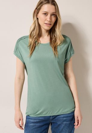 Cecil T-Shirt CECIL, Damen, Gr. M (40), gr&uuml;n (matcha gr&uuml;n), Jersey, Obermaterial: 50% Baumwolle, 50% Modal, unifarben, regular fit taillenbedeckt, Rundhals,