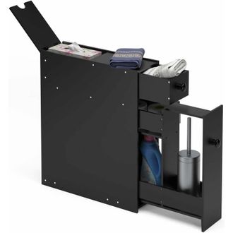 Costway Costway Estanter&iacute;a De Ba&ntilde;o Ducha Armario Lateral, Gabinete De Almacenamiento De 5 Compartimientos (negro)